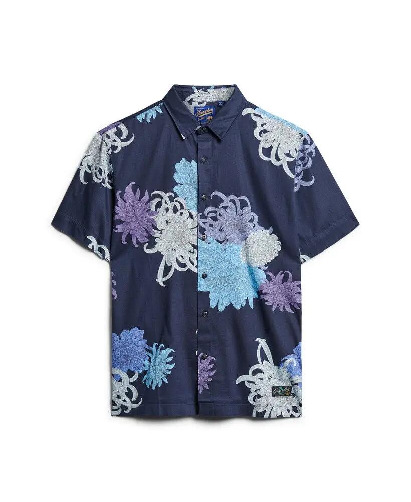 superdry Camisa Hawaiian em algodão-modal CHRYSANTHEMUM NAVY 7/7
