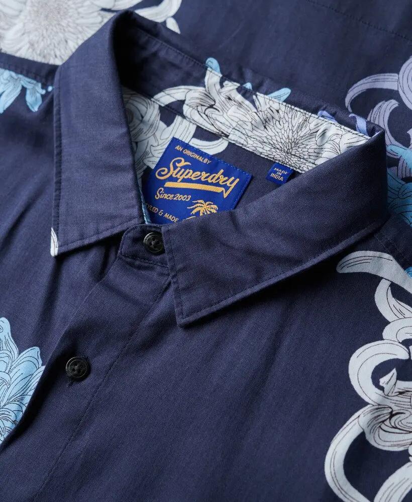superdry Camisa Hawaiian em algodão-modal CHRYSANTHEMUM NAVY 5/7