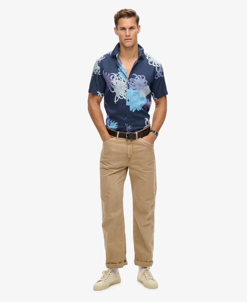 superdry Camisa Hawaiian em algodão-modal CHRYSANTHEMUM NAVY 3/7
