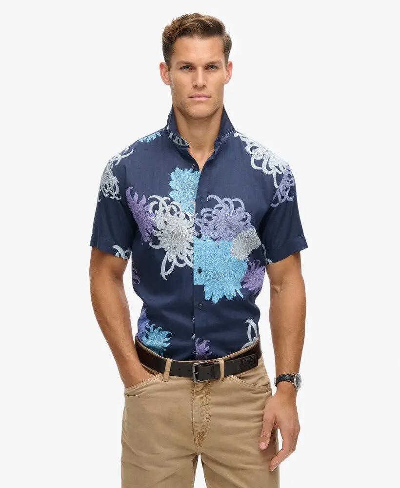 superdry Camisa Hawaiian em algodão-modal CHRYSANTHEMUM NAVY 2/7