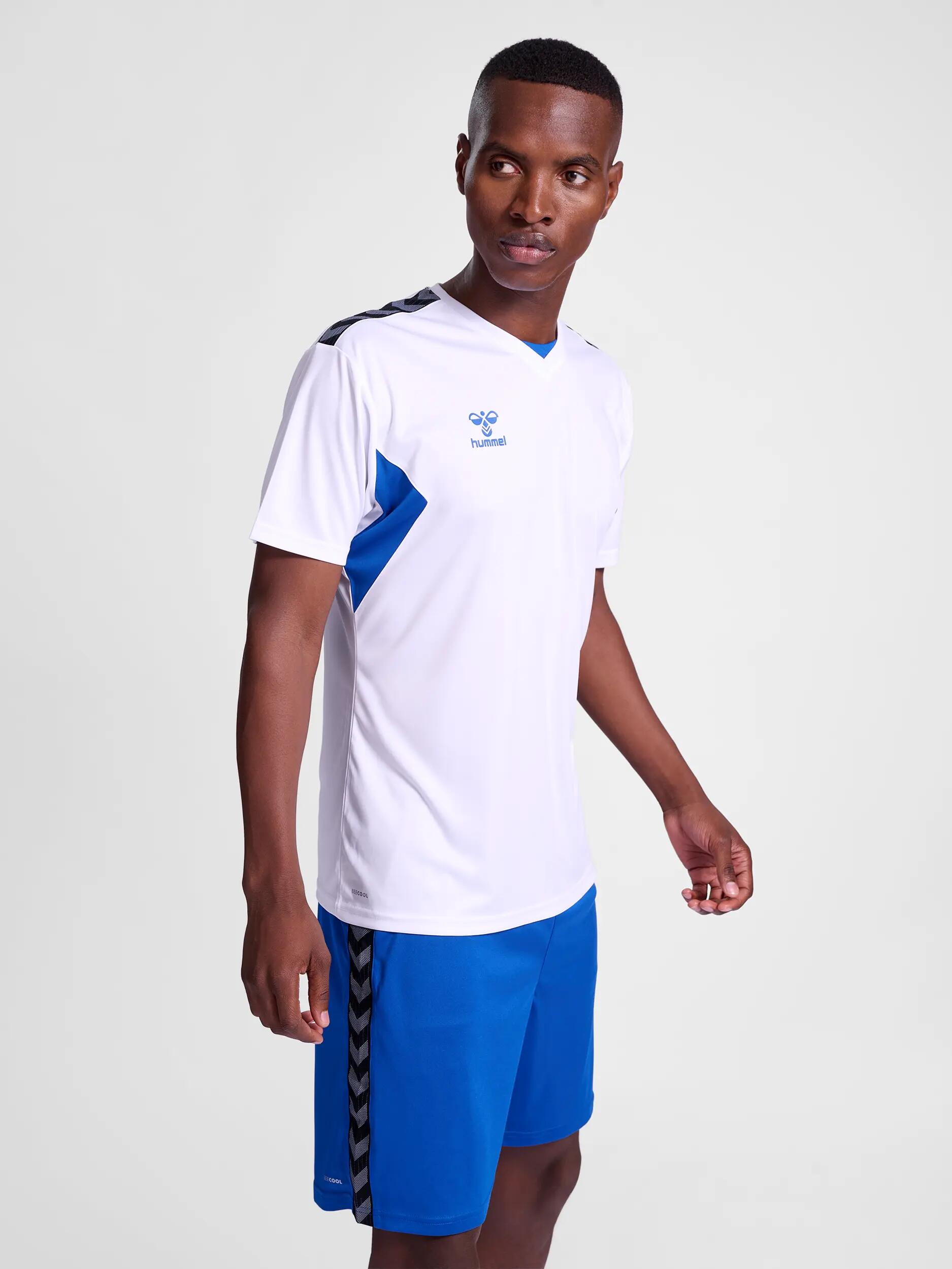 hummel T-shirt hmlAUTHENTIC PL JERSEY S/S in poliestere bianco/blu 6/7