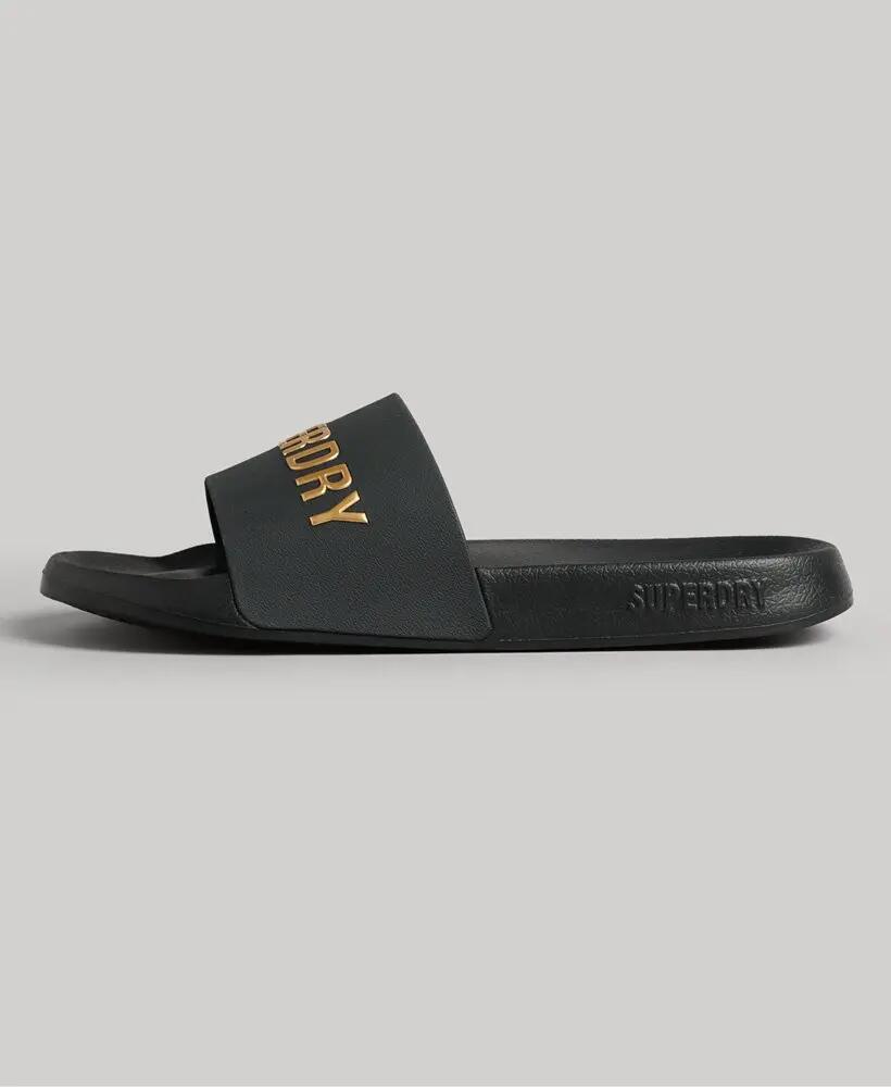 superdry CODE Logo Pool Sliders – Palmilha moldada, Preto/Ouro 2/4