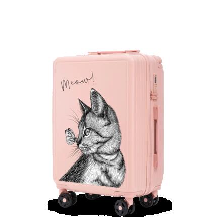 Grande valise Wings ABS+ 28" personnalisée BLEU PASTEL COQUELICOTS POPIERSIE