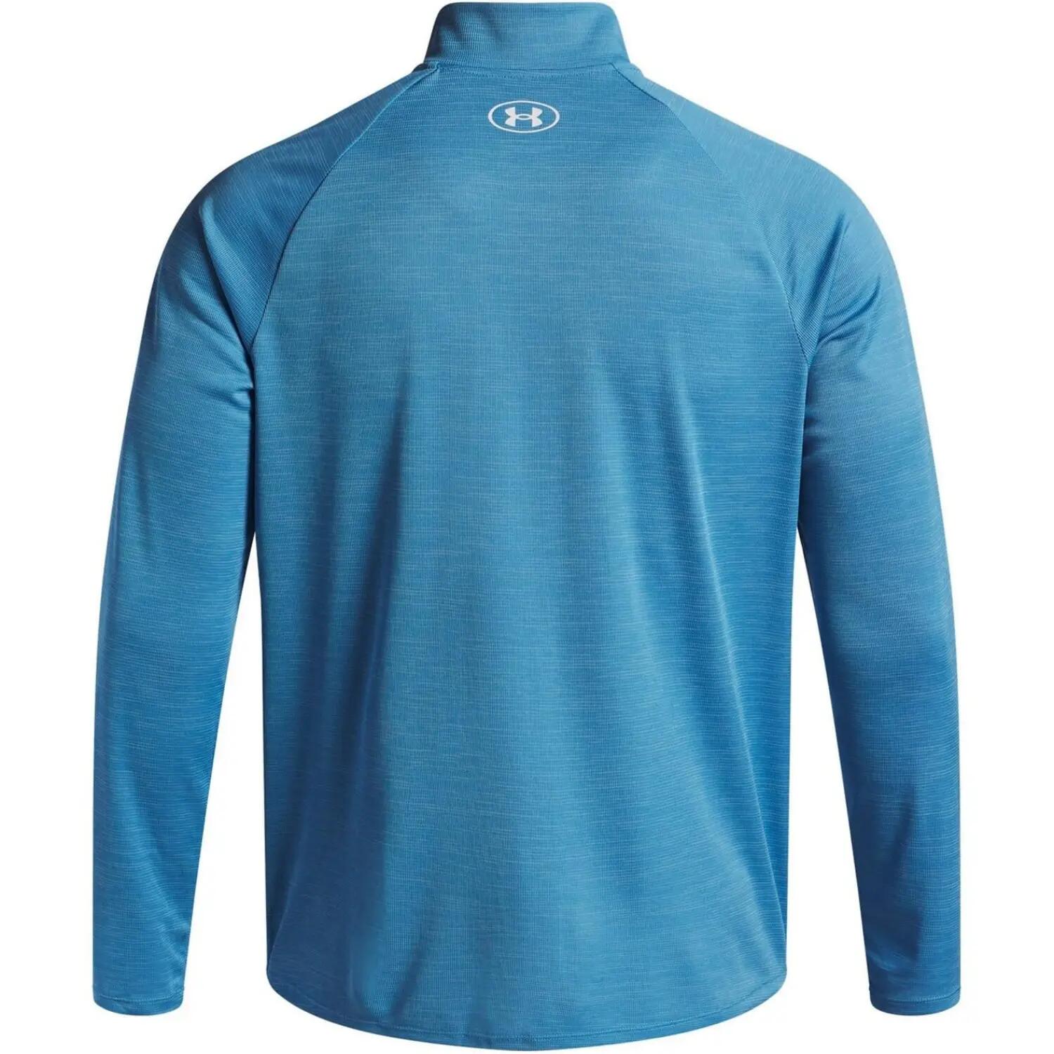 Heren Tech Textured Half Zip Top (Blauw/Wit) 2/5