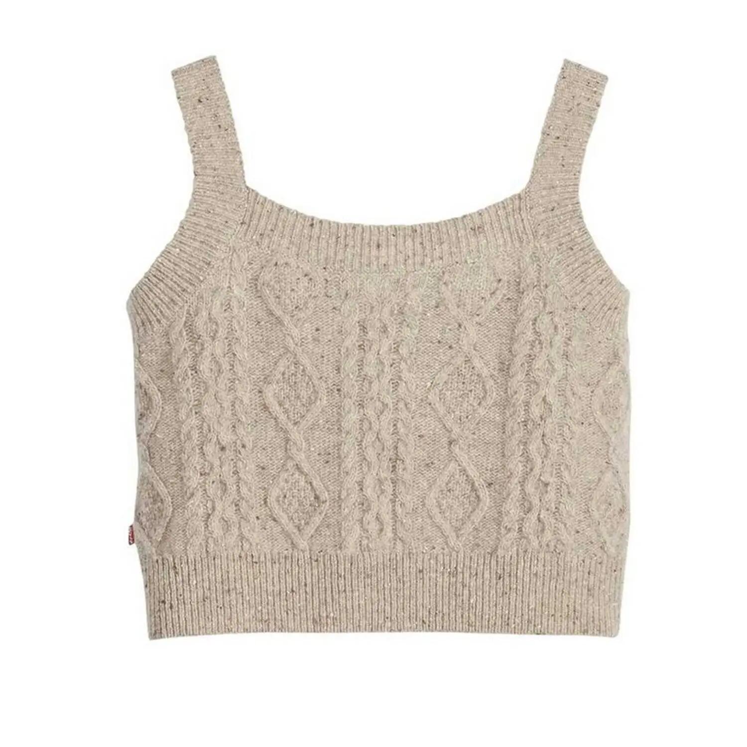 Débardeur Motif/style Maille Torsadée Femme (Blanc Cassé Chiné) 2/6