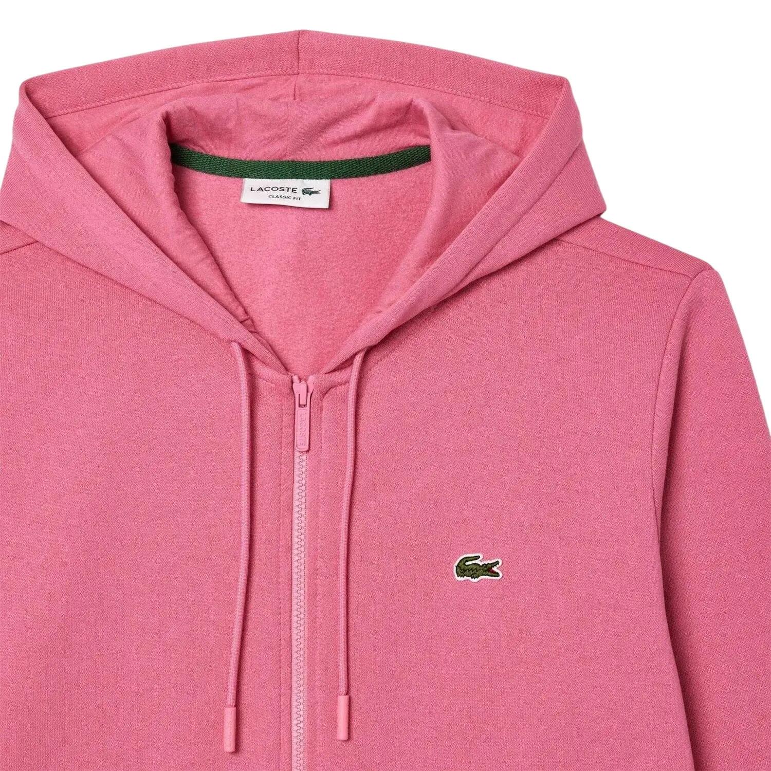 Felpa Con Cappuccio E Zip Intera Lavorato A Maglia Uomo Lacoste Rosa 4/7