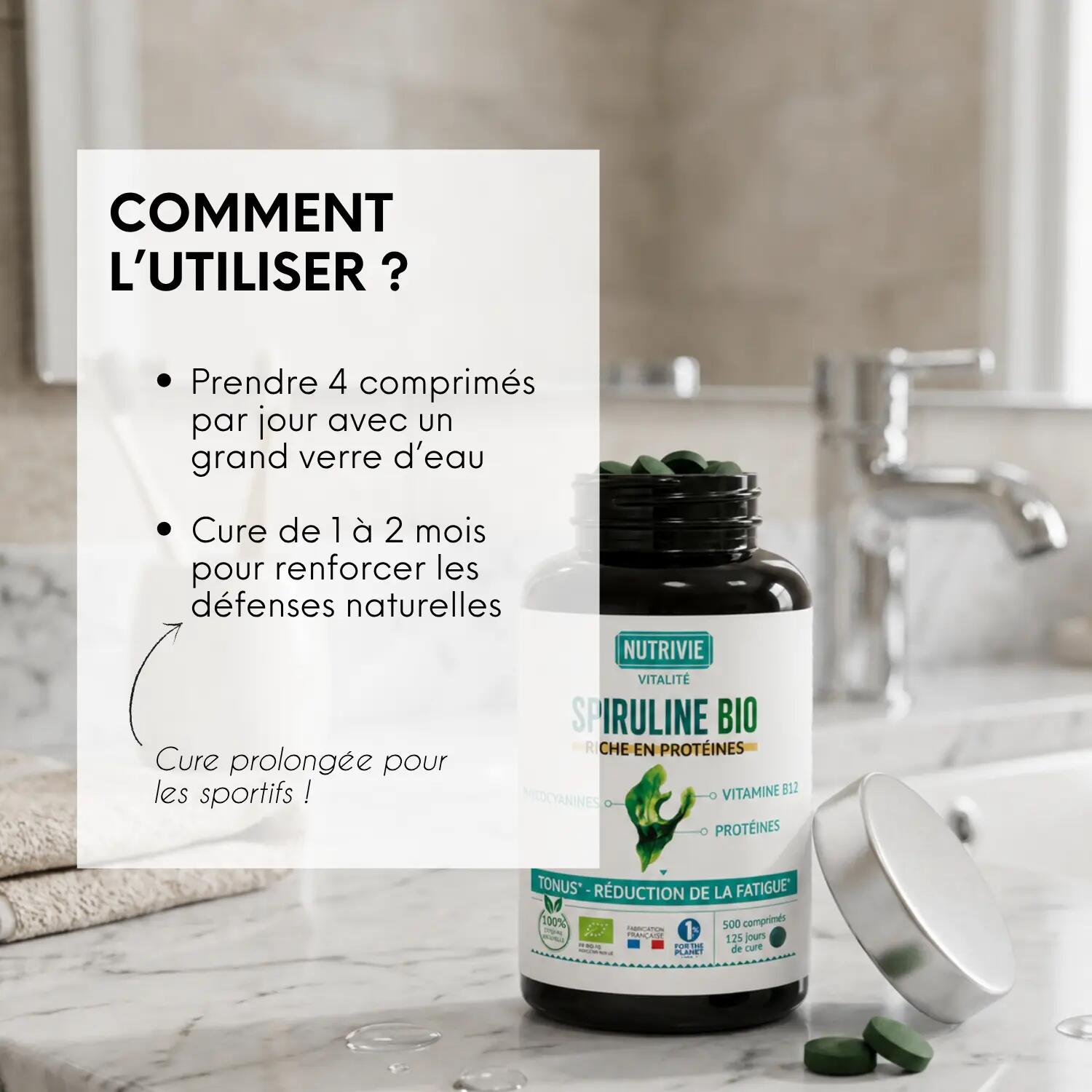 Spiruline Bio Sport – 500comprimés - 3mois - Énergie Endurance et Récupération 4/5