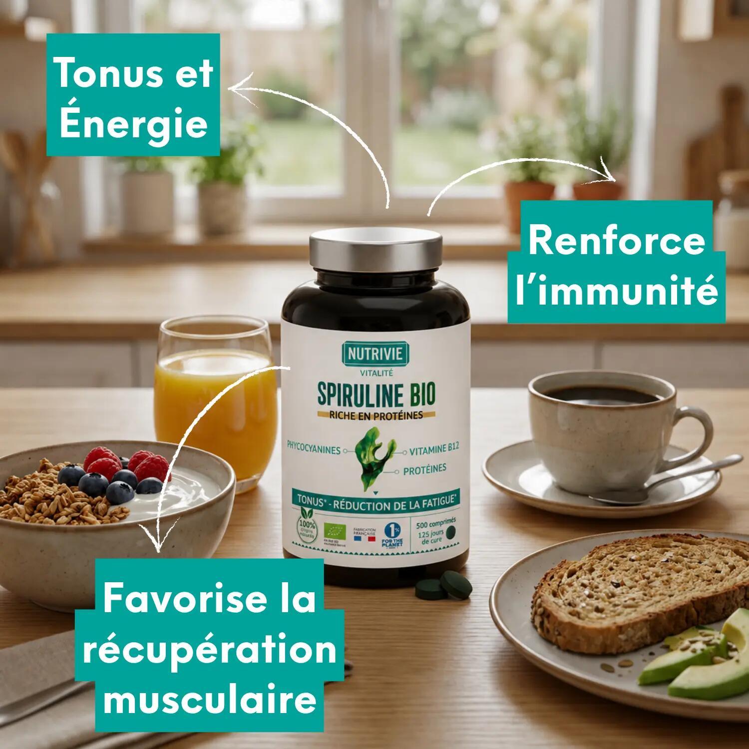Spiruline Bio Sport – 500comprimés - 3mois - Énergie Endurance et Récupération 2/5