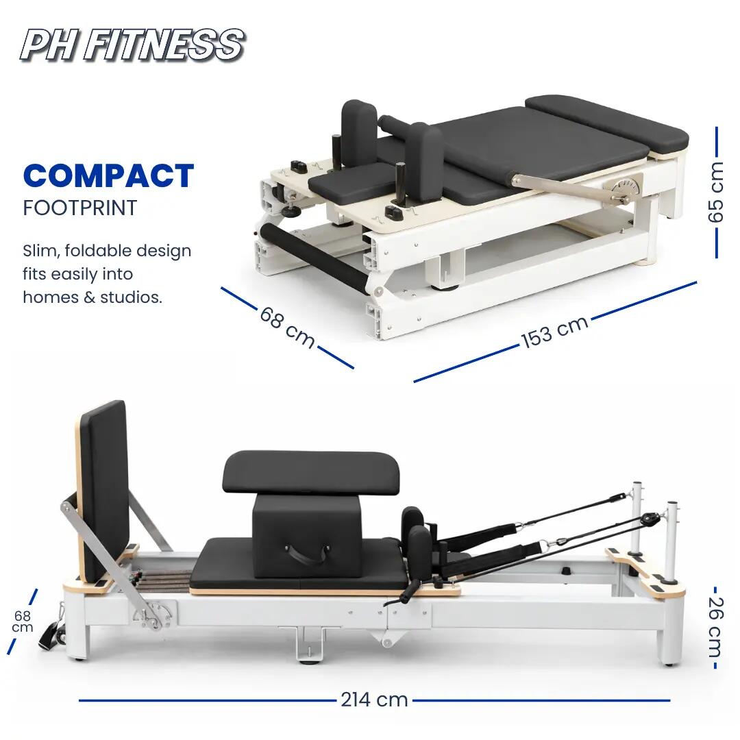 Reformer Pilates in alluminio pieghevole | PH Fitness 4/9