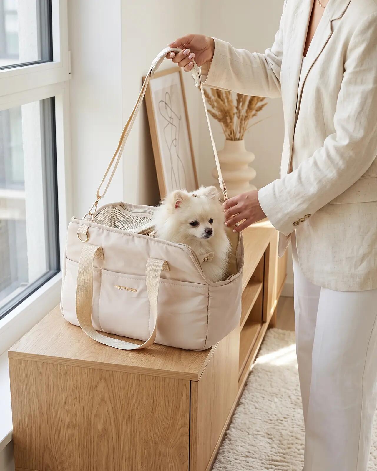 Transporteur pour animaux WINGS avec poignée pour valise BEIGE 2/9