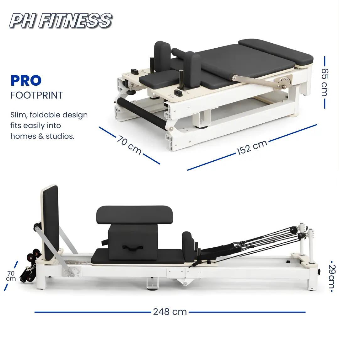 Reformer Pilates PRO alluminio pieghevole | PH Fitness 4/8