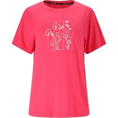 Whistler tulon w printed s-s t-shirt van gerecycled polyester - hot pink