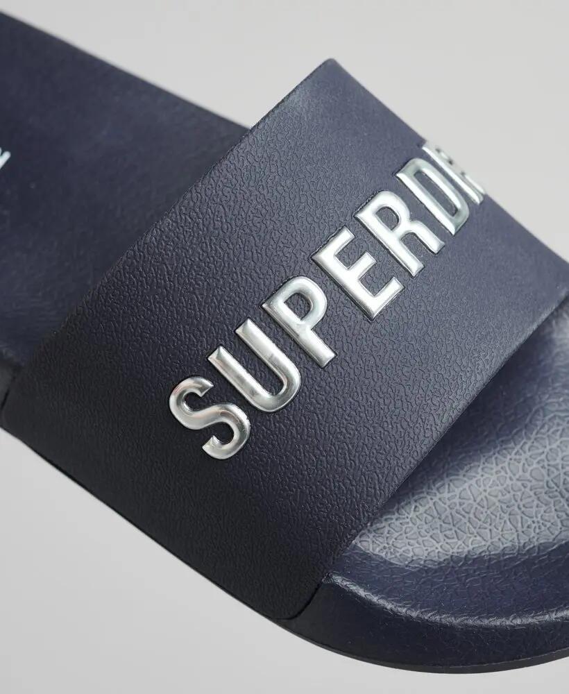 superdry CODE Logo Pool Sliders - chinelos de piscina RICH NAVY 3/4