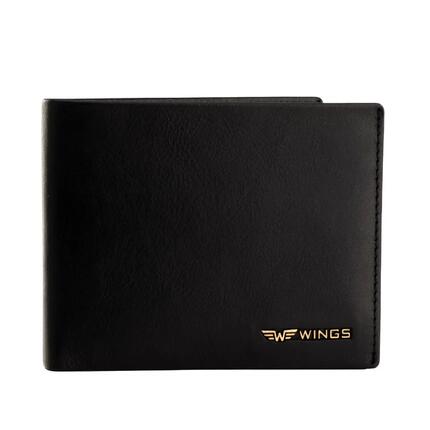 Męski portfel WINGS z naturalnej skóry bydlęcej Black