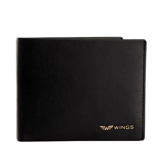 Męski portfel WINGS z naturalnej skóry bydlęcej Black
