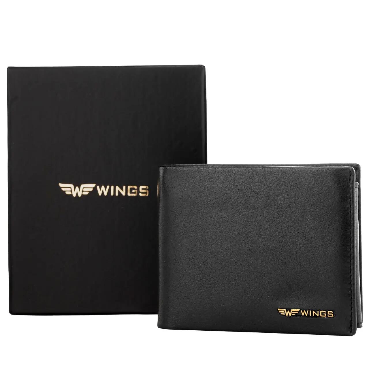 Herenportemonnee WINGS van natuurlijk rundsleer Zwart 7/7