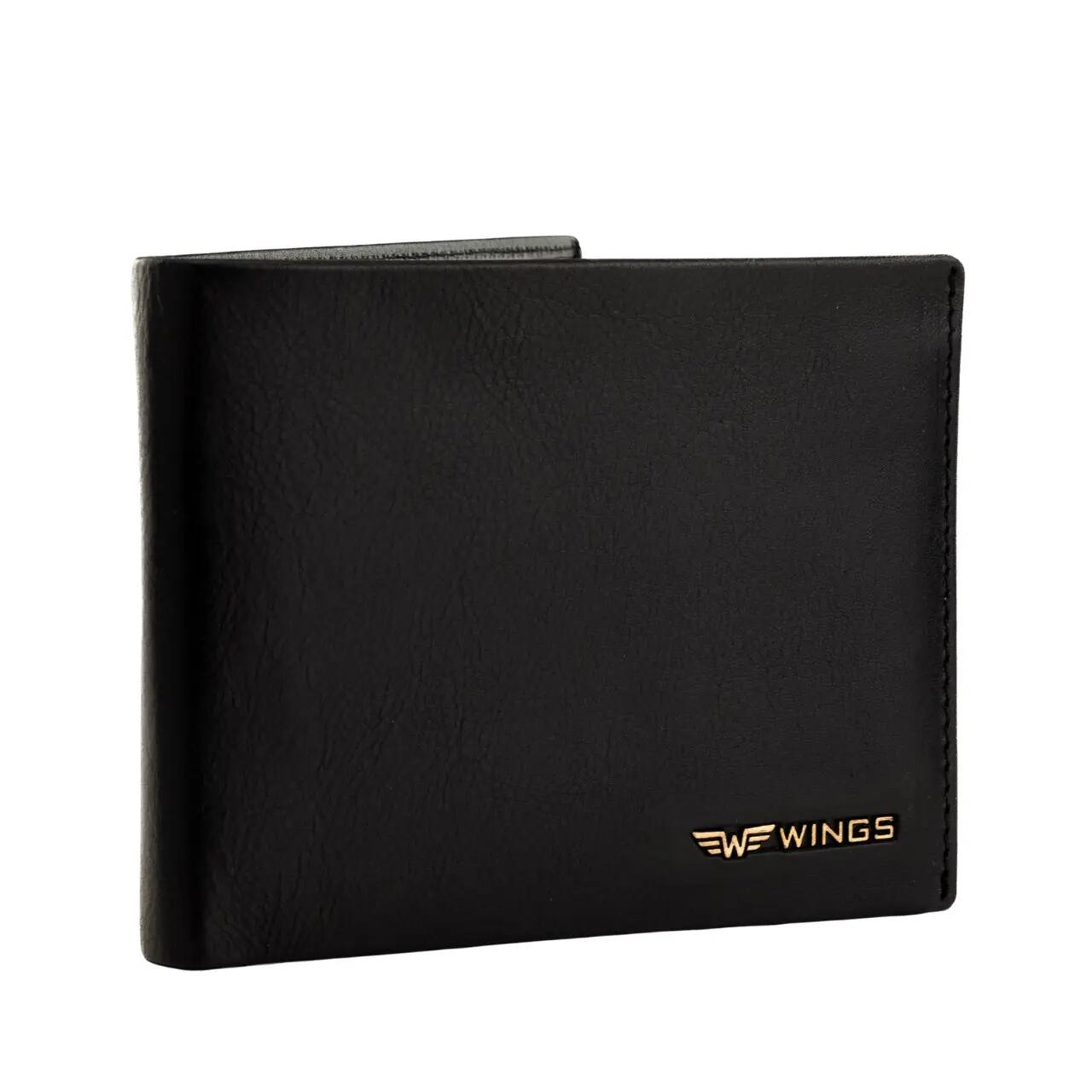 Herenportemonnee WINGS van natuurlijk rundsleer Zwart 5/7