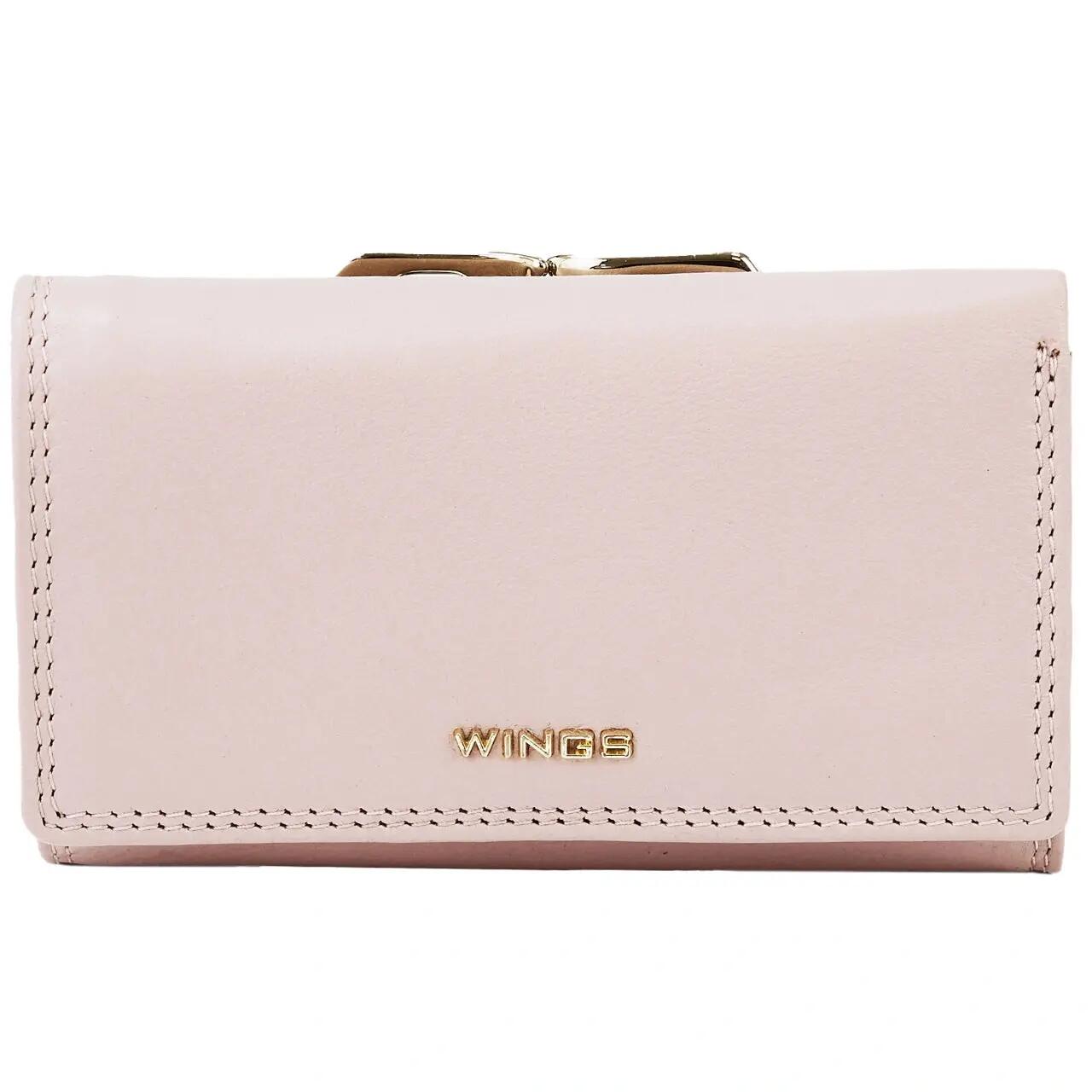 Portefeuille femme en cuir WINGS avec protection RFID et intérieur spacieux PINK 2/6