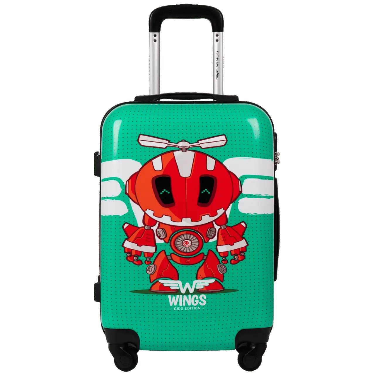 VALISE CABINE RIGIDE POUR ENFANTS WINGS GREEN ROBOT S 20" 2/9