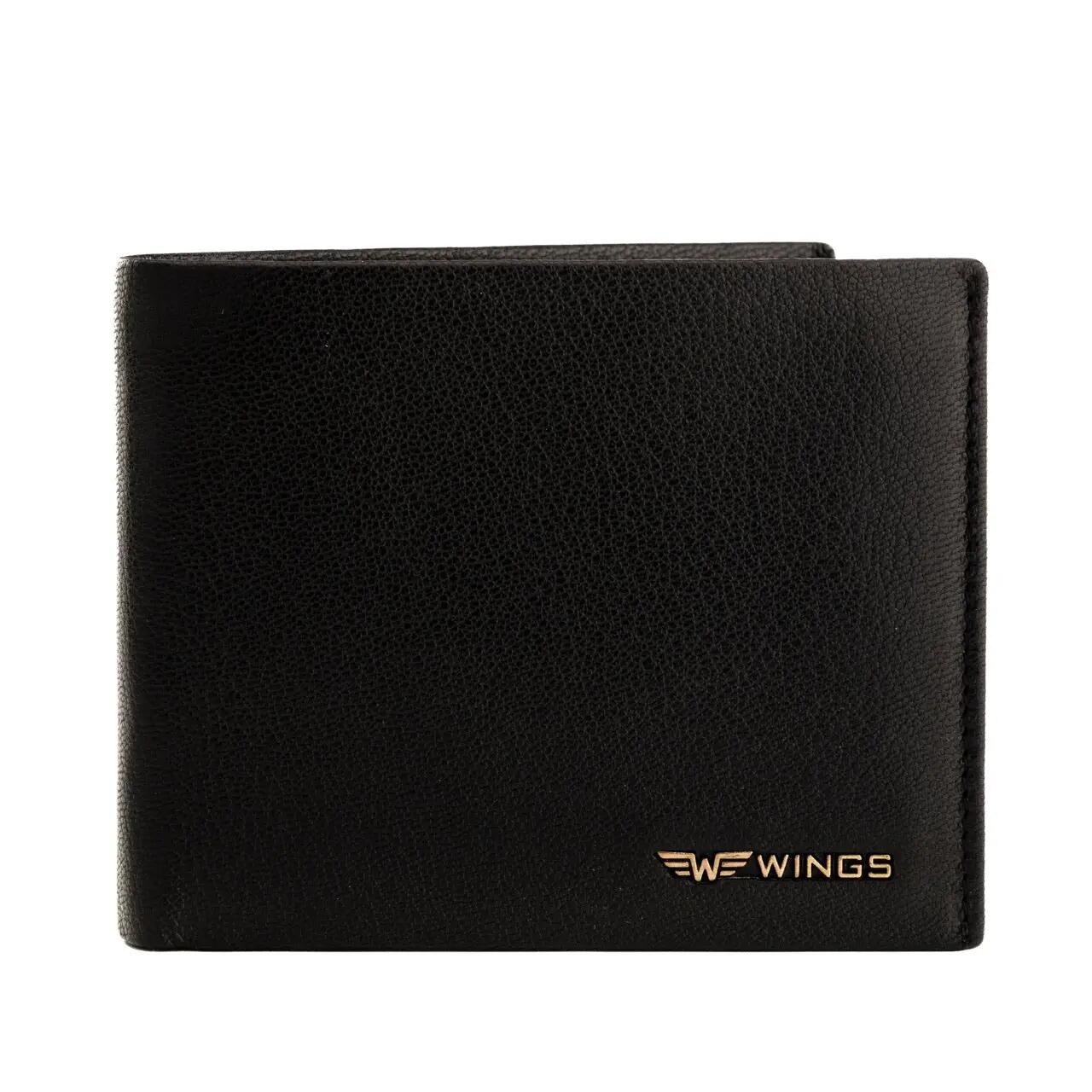 Heren zwarte portemonnee WINGS van natuurlijk geitenleer 6/6