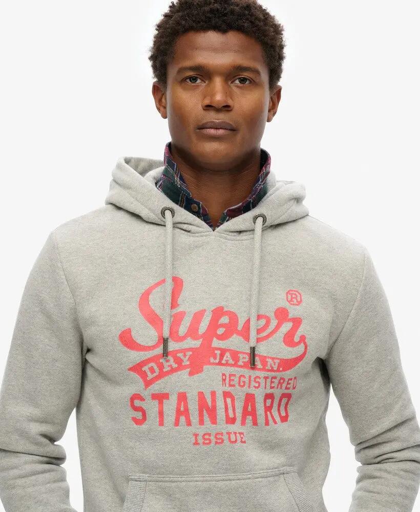superdry Standard Script Hoodie – relaxed fit, podszycie szczotkowane 3/4