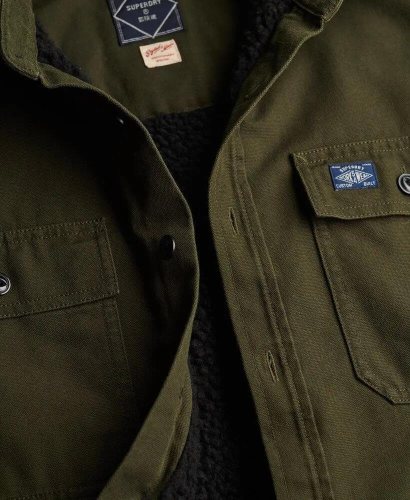 superdry Overshirt Vintage Borg Lined Miller Surplus Goods Olive 6/7