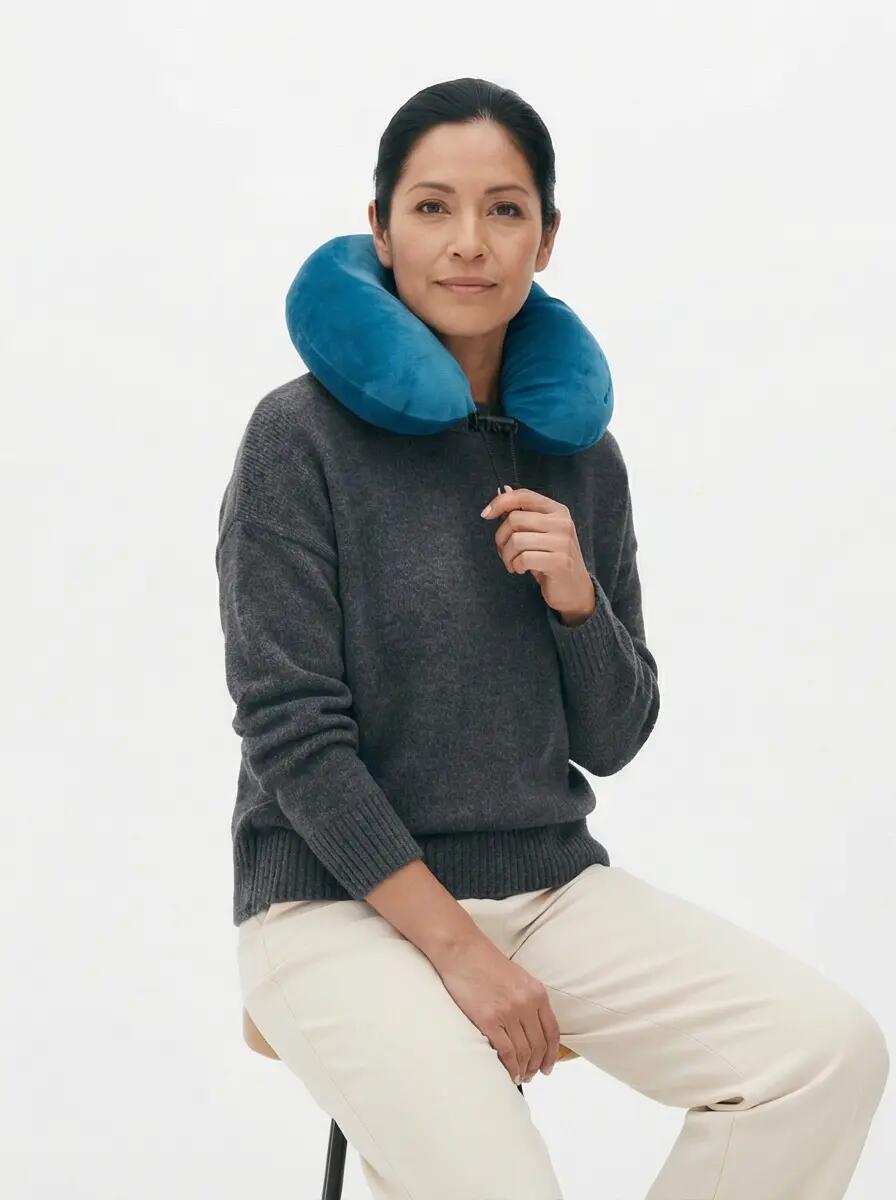 WINGS Coussin de voyage en mousse thermoplastique en forme de fer à cheval BLEU 3/8