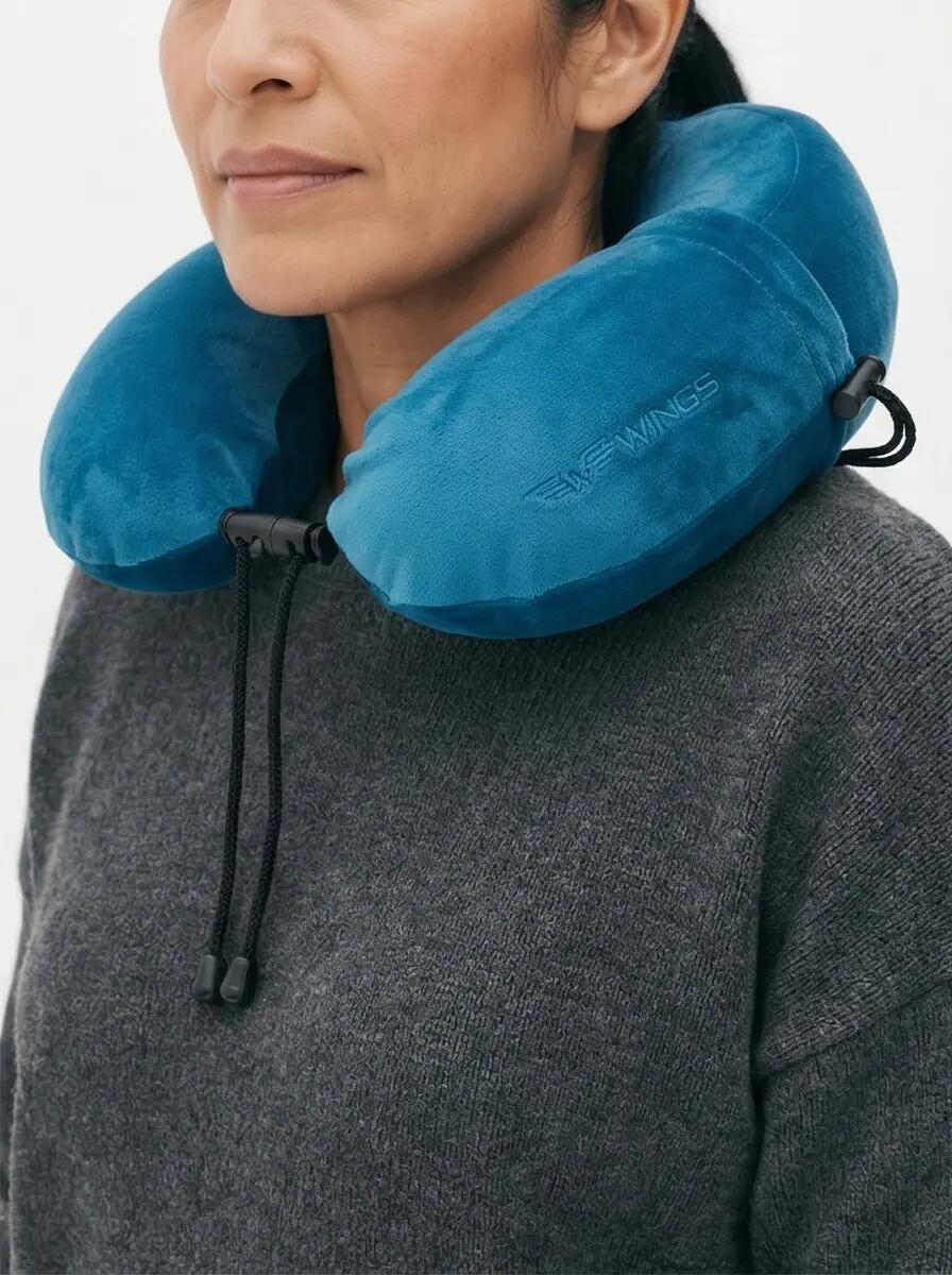 WINGS Coussin de voyage en mousse thermoplastique en forme de fer à cheval BLEU 2/8