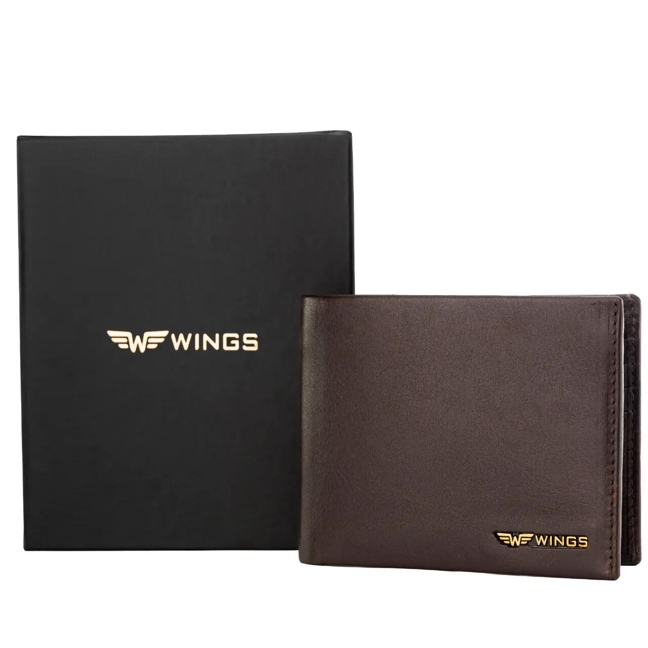 Portefeuille homme marron WINGS en cuir bovin naturel 6/6