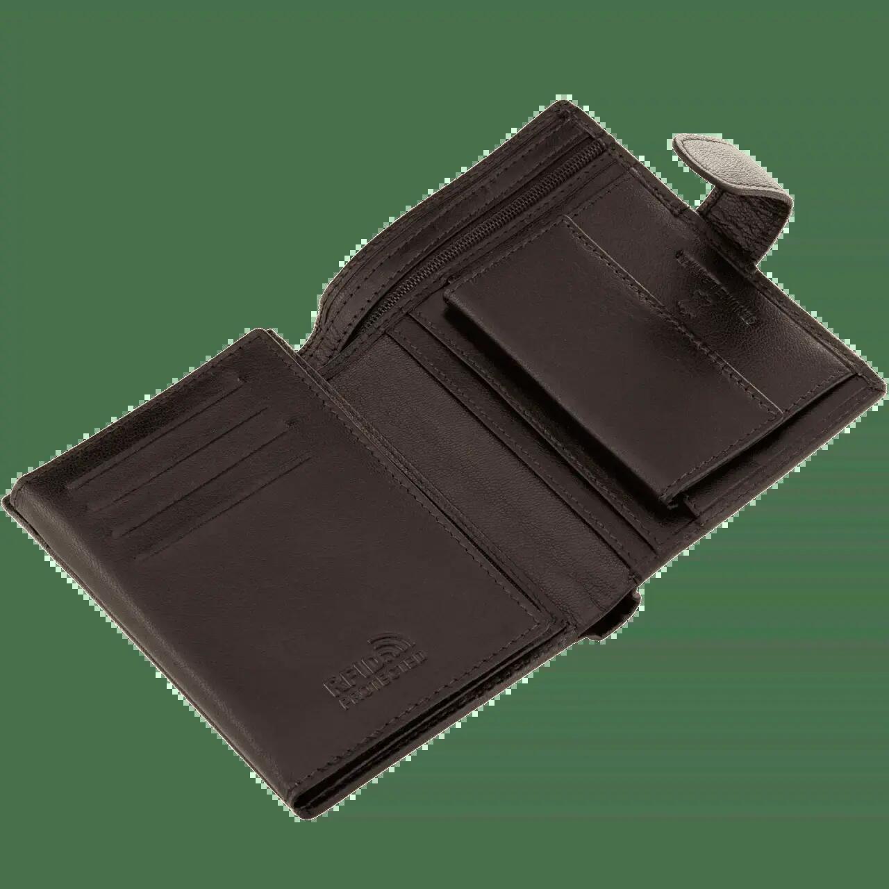 WINGS Portefeuille homme en cuir naturel de chèvre, fermeture, marron 7/7