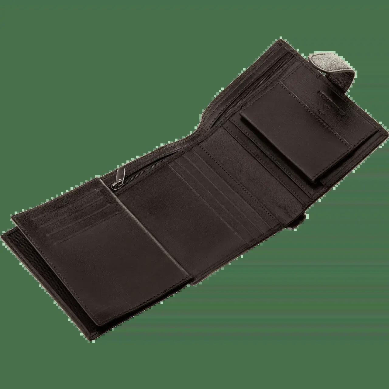 WINGS Portefeuille homme en cuir naturel de chèvre, fermeture, marron 3/7