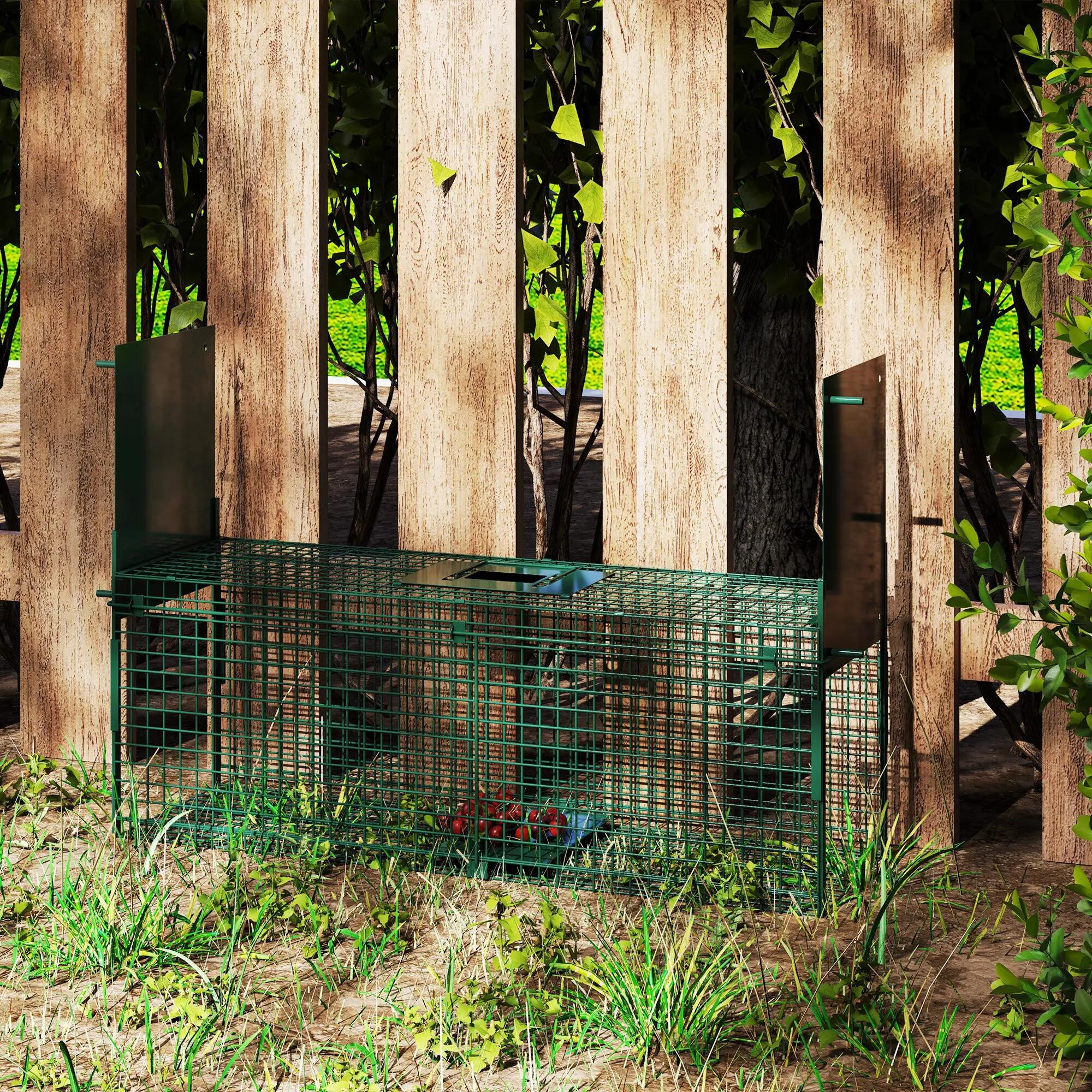 Trampa para Animales Outsunny 80x25x30 cm Verde 5/5