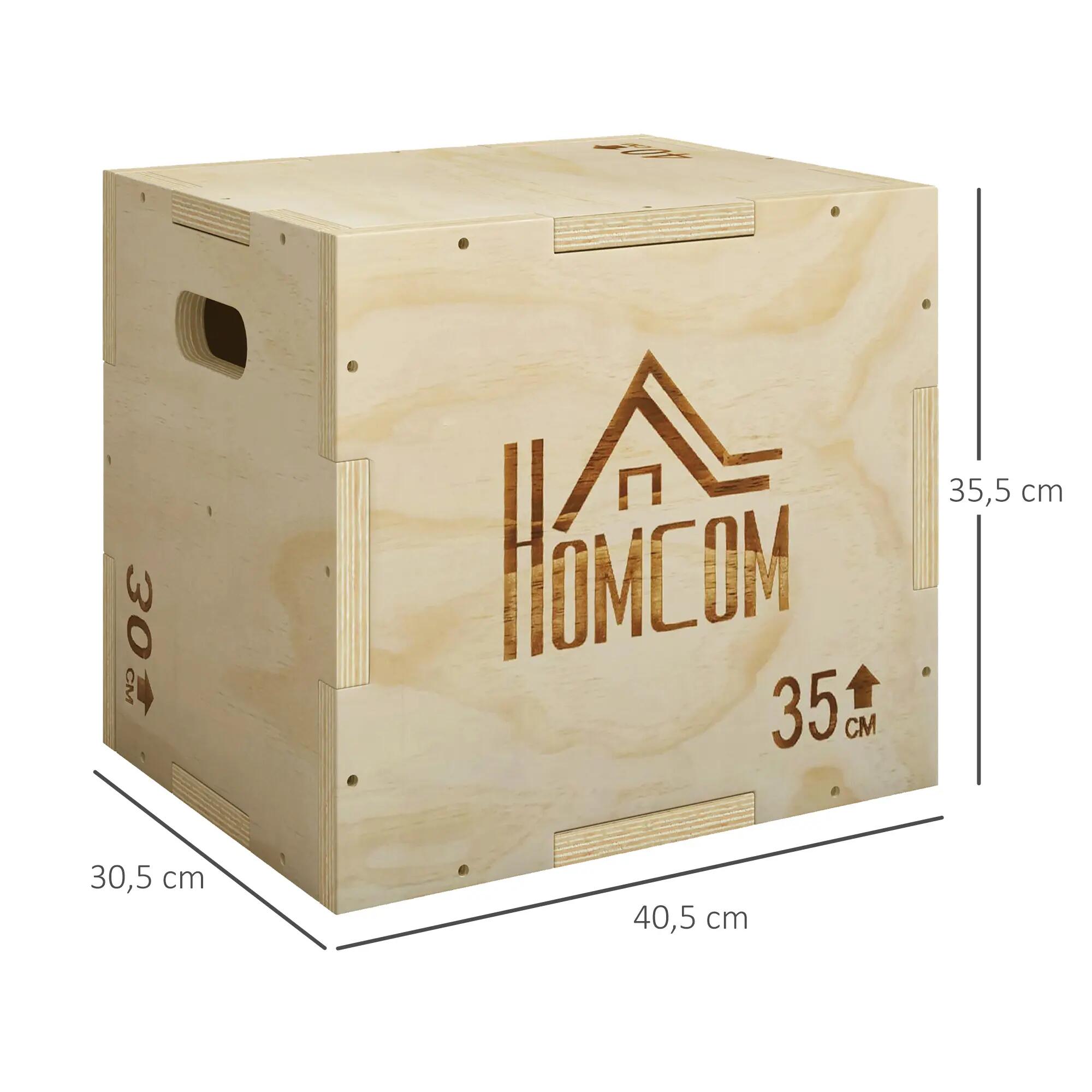 Box pliométrique - Forme physique - Unisex - Bois de hêtre, 3 hauteurs 5/6