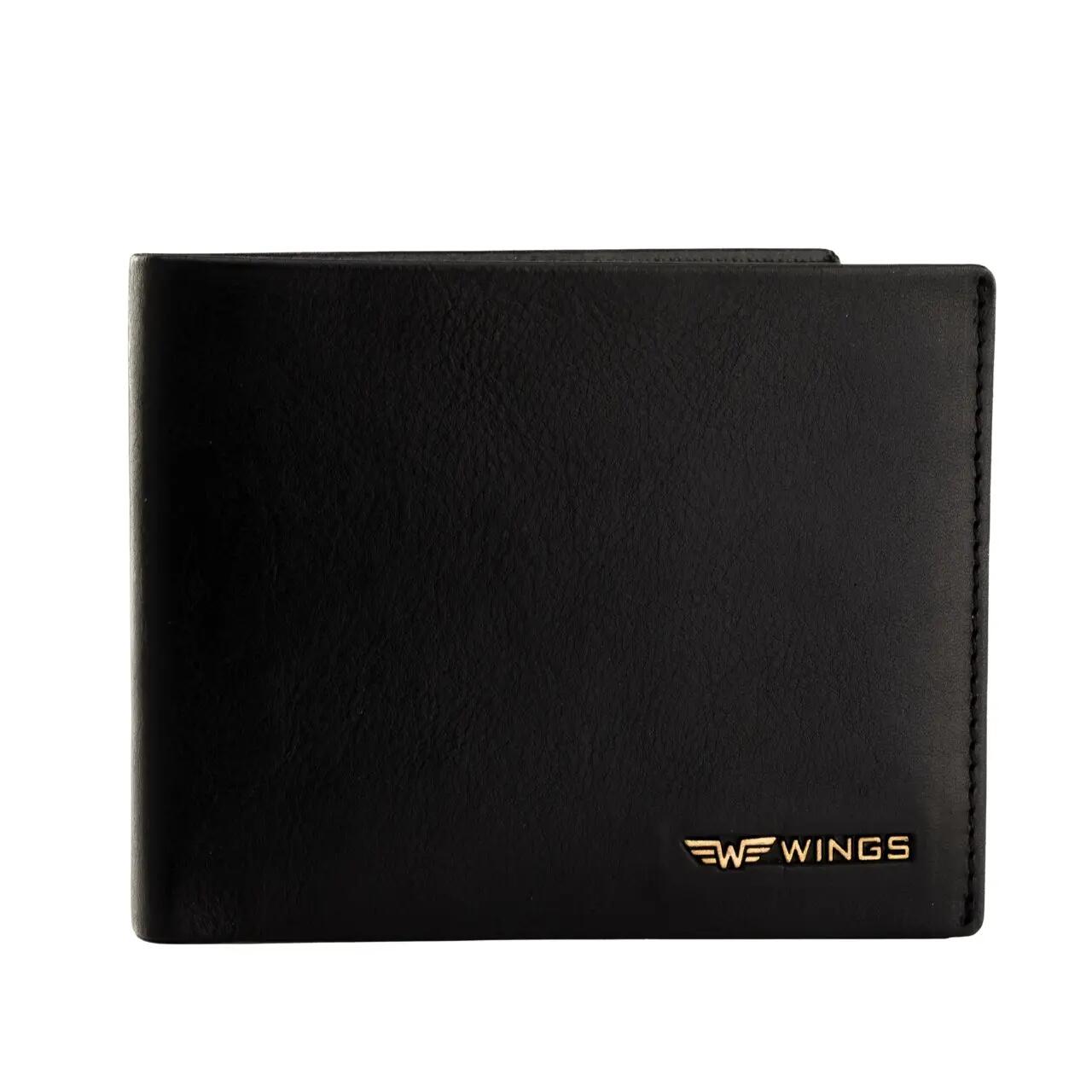 Portefeuille noir pour homme WINGS en cuir bovin naturel 5/6