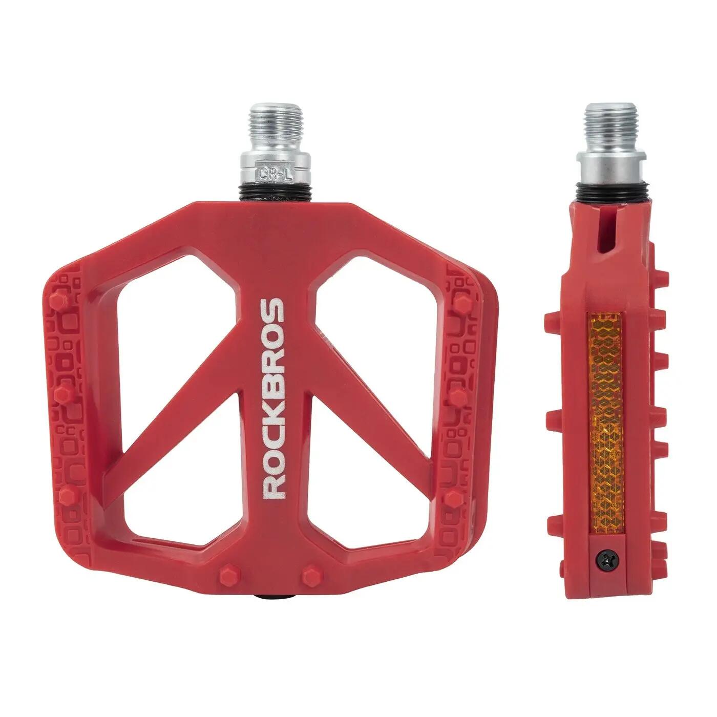 Pédales vélo plates en nylon antidérapantes avec réflecteurs ROCKBROS 2/2