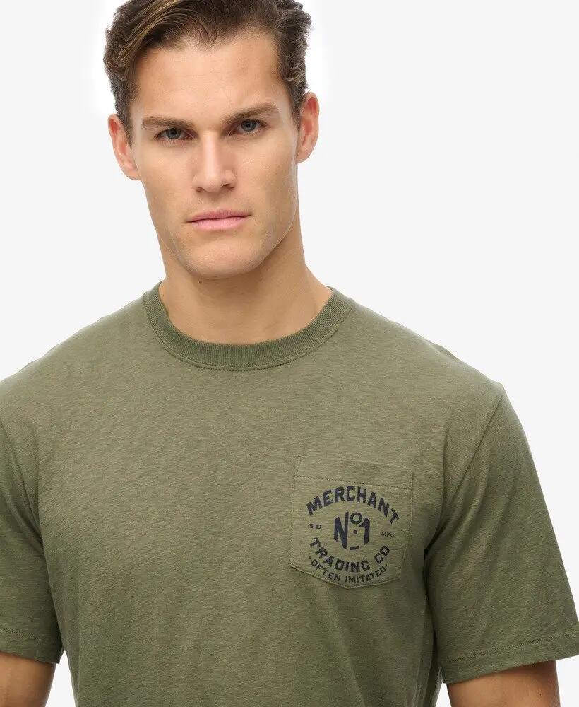 superdry T-shirt Merchant Graphic 100% algodão – Dusty Olive Green 3/5