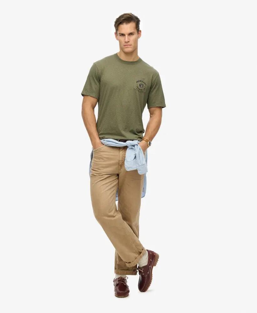 superdry T-shirt Merchant Graphic 100% algodão – Dusty Olive Green 2/5