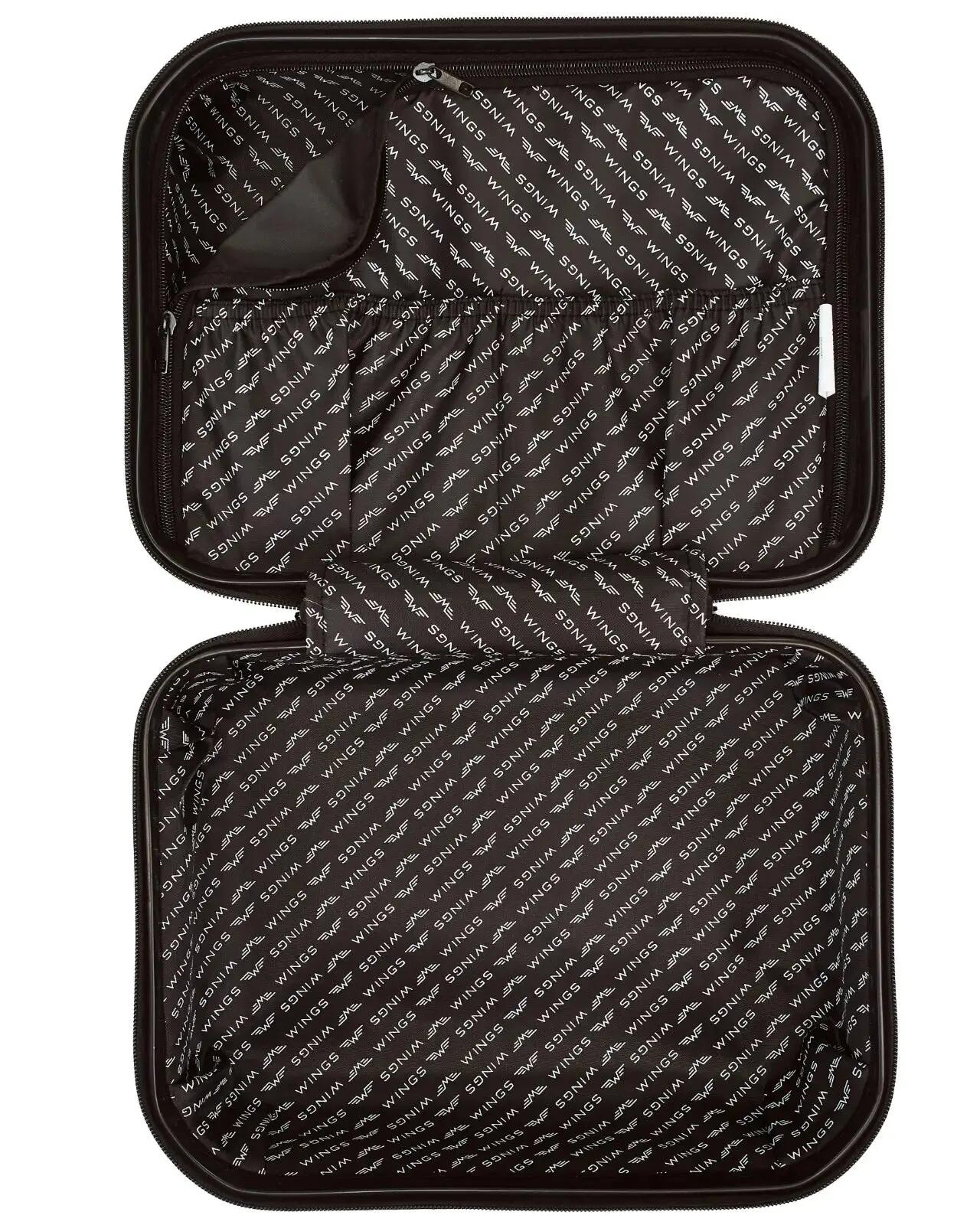 WINGS CRAKE reiskoffer met toilettas 14" ZWART 8/10