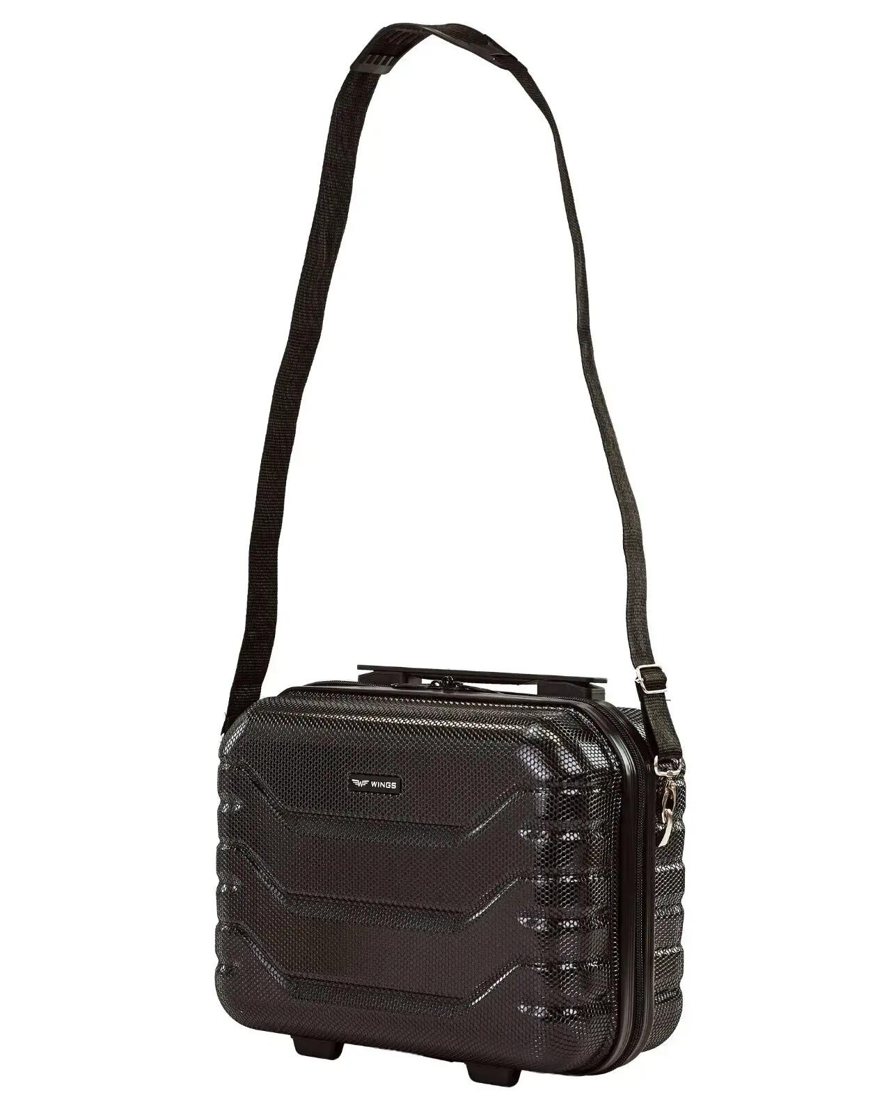 WINGS CRAKE reiskoffer met toilettas 14" ZWART 6/10