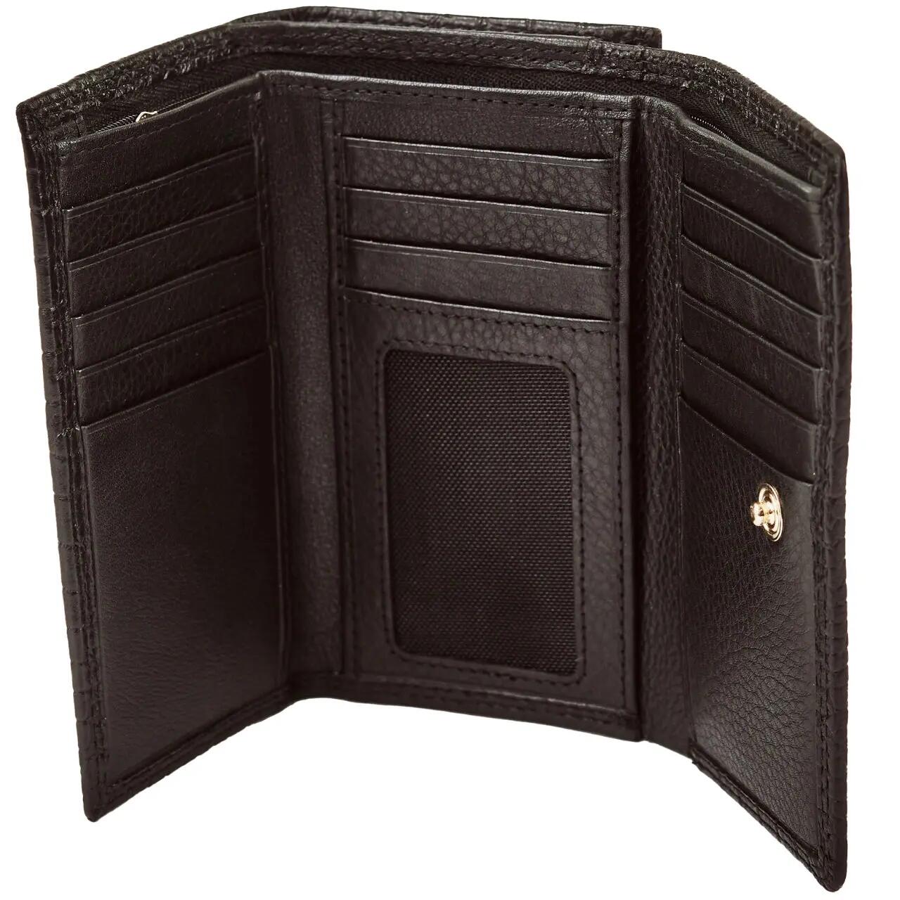 Damski portfel skórzany WINGS z ochroną RFID o pojemnym wnętrzu CROCO BLACK 5/6