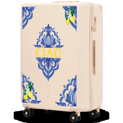 Grande valise Wings ABS+ 28" personnalisée BLEU PASTEL COQUELICOTS POPIERSIE