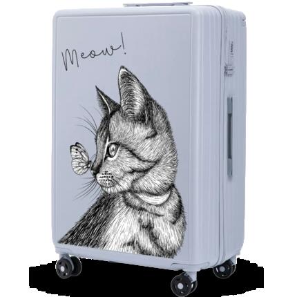Grande valise Wings ABS+ 28" personnalisée BLEU PASTEL COQUELICOTS POPIERSIE