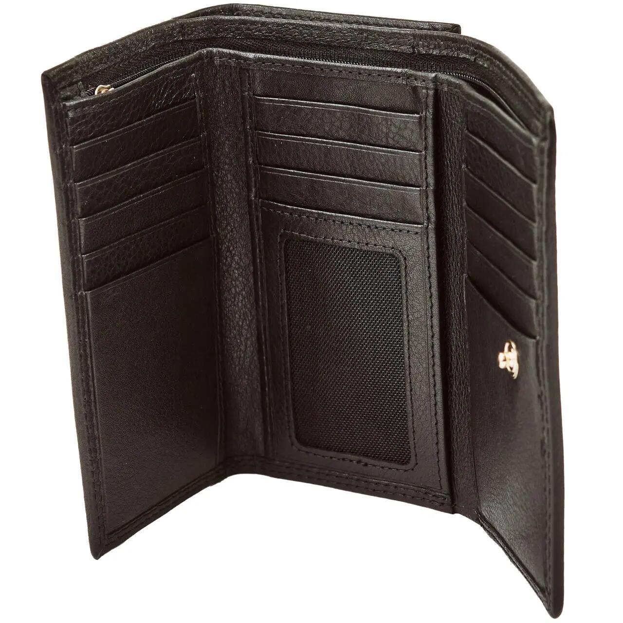 Portefeuille femme en cuir WINGS avec protection RFID et intérieur spacieux NOIR 5/6