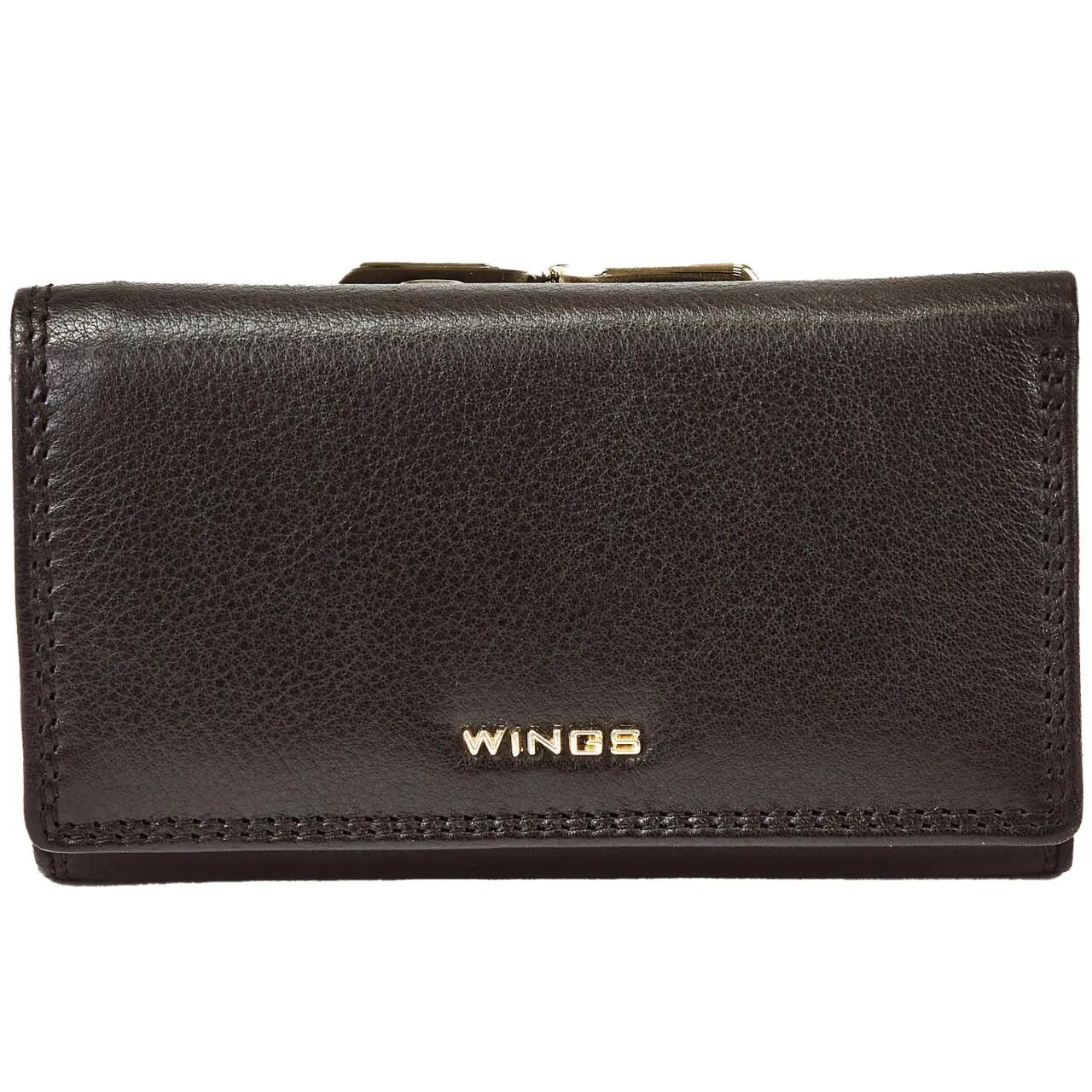 Portefeuille femme en cuir WINGS avec protection RFID et intérieur spacieux NOIR 2/6
