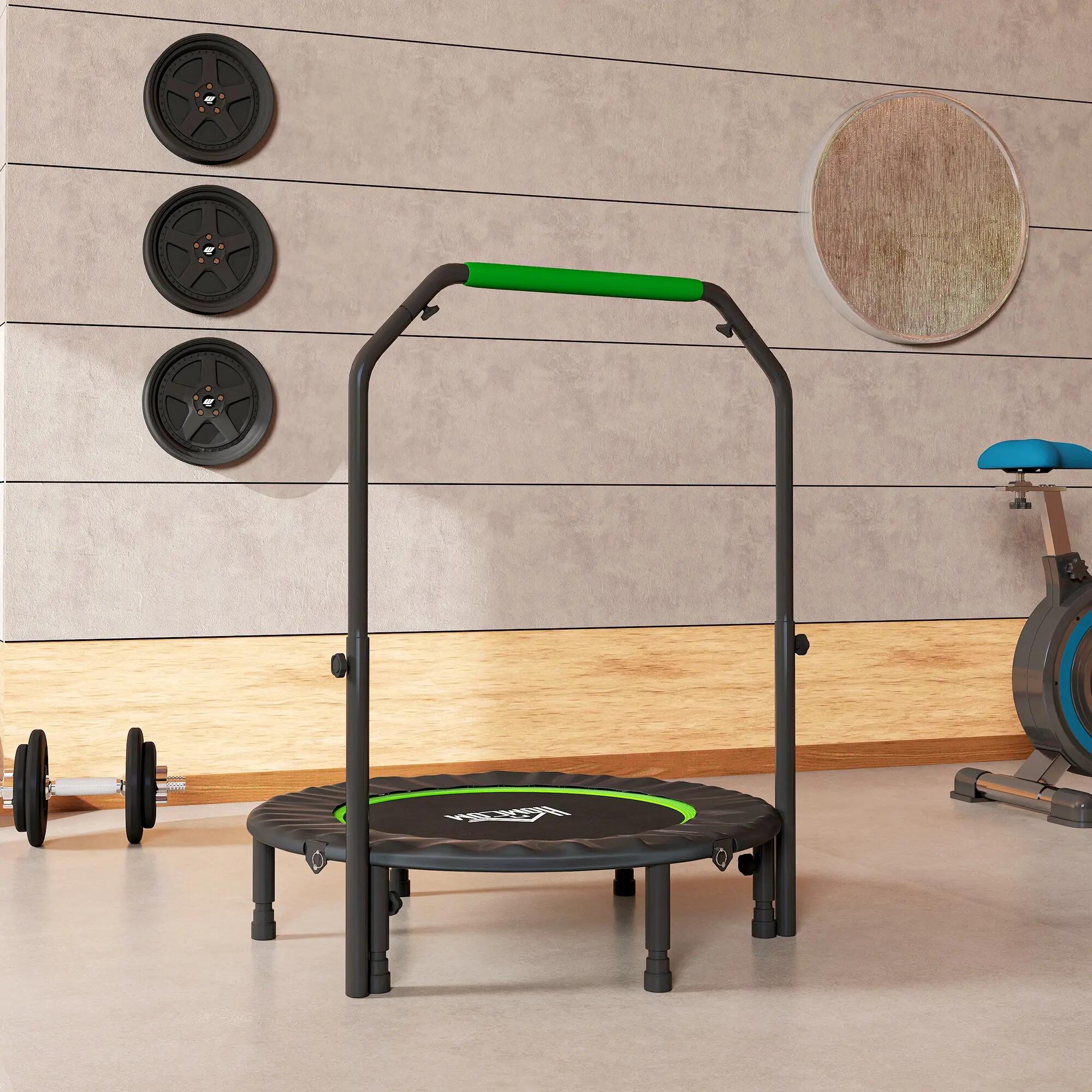 Trampolín de Fitness HOMCOM 102x102x123 cm Negro y Verde 5/5