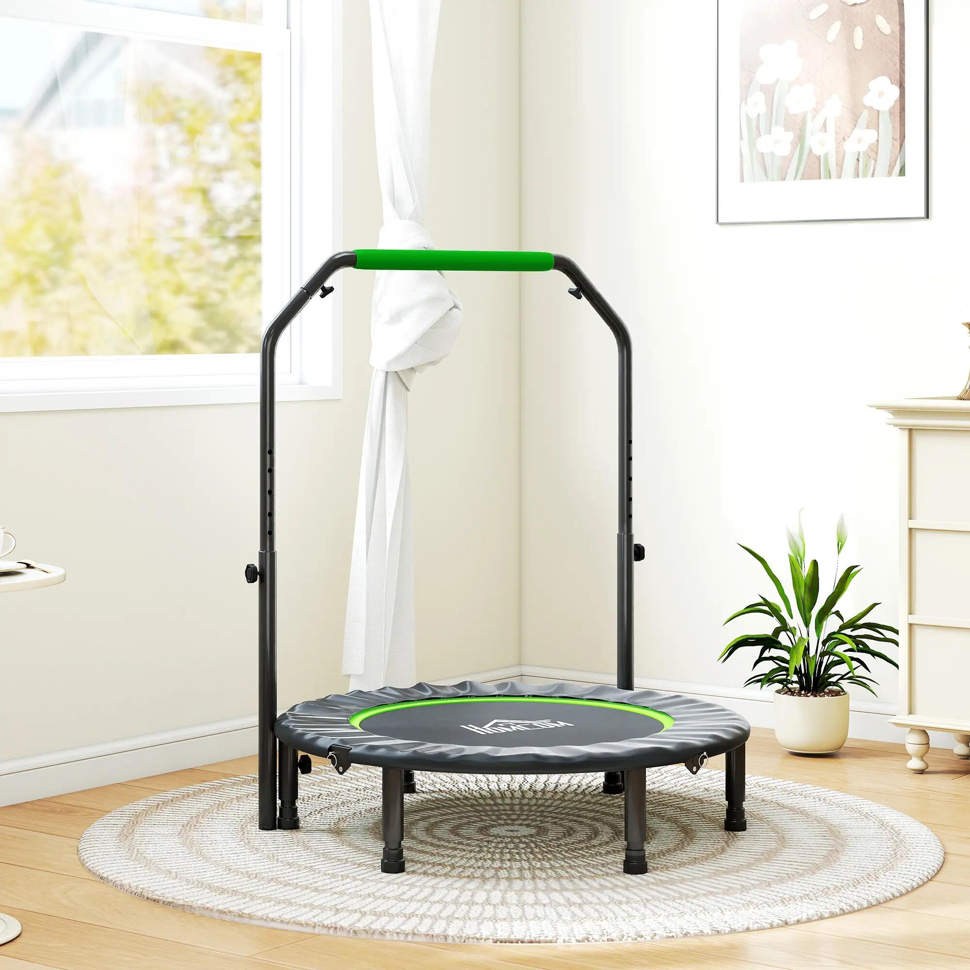 Trampolín de Fitness HOMCOM 102x102x123 cm Negro y Verde 4/5