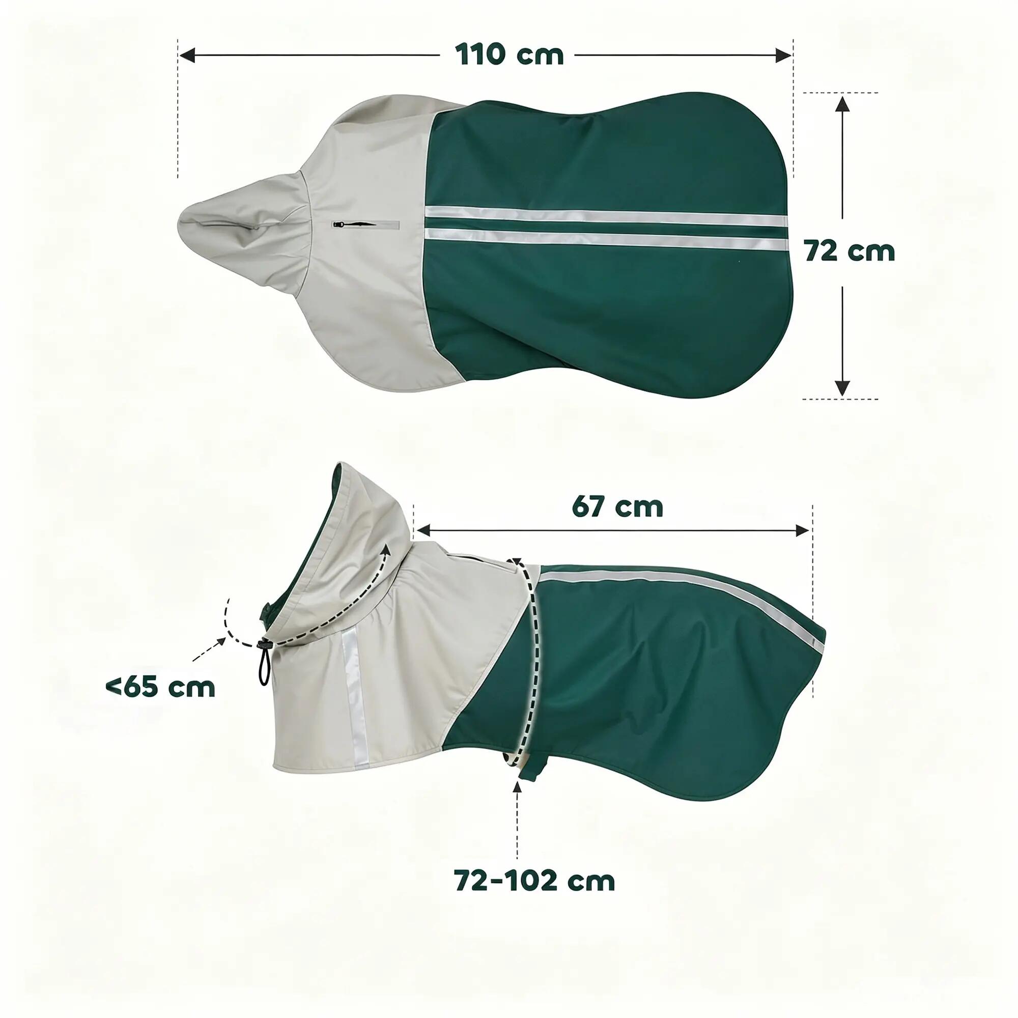 Impermeável para cães 110x72x0.5 cm verde PawHut 3/4