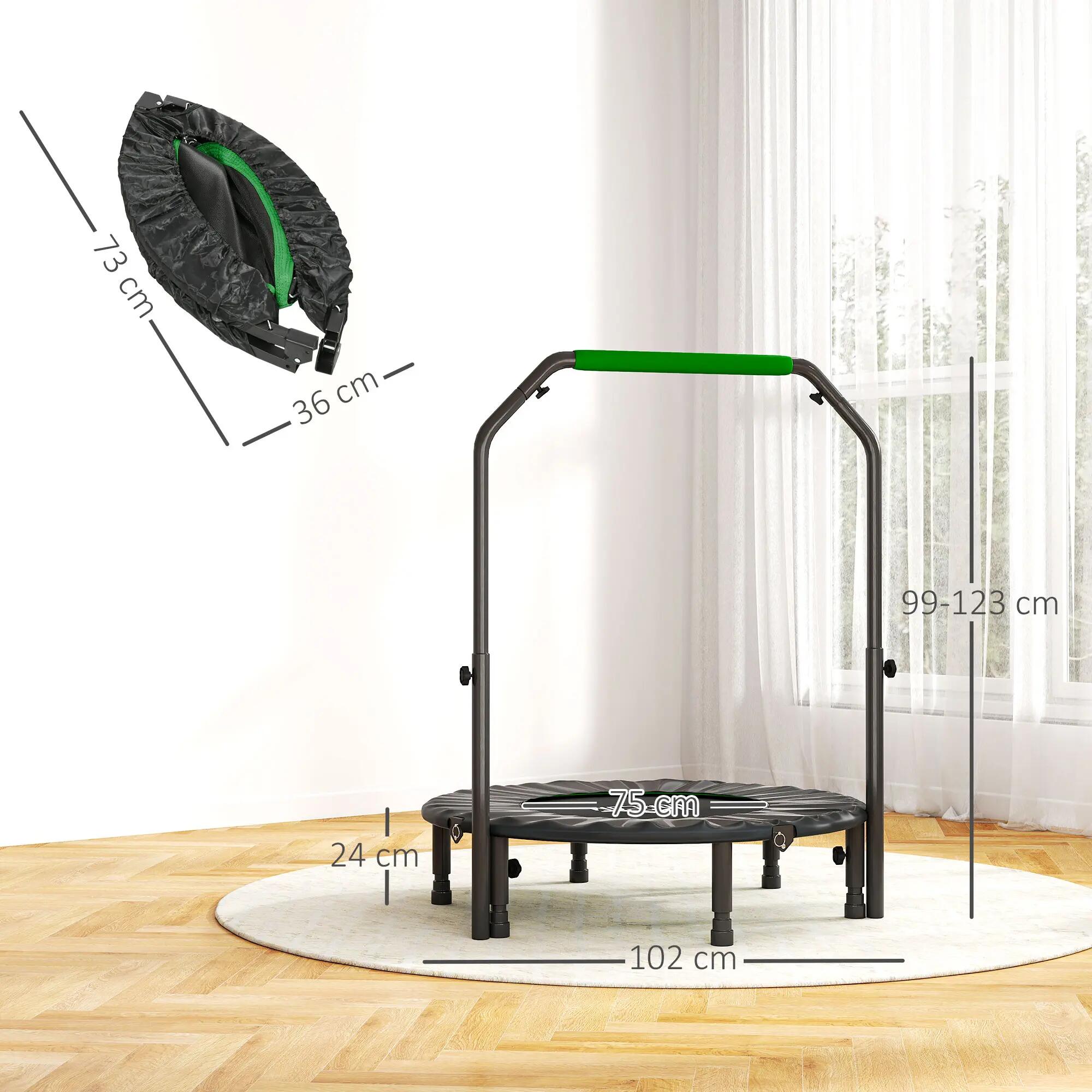 Trampolín de Fitness HOMCOM 102x102x123 cm Negro y Verde 3/5