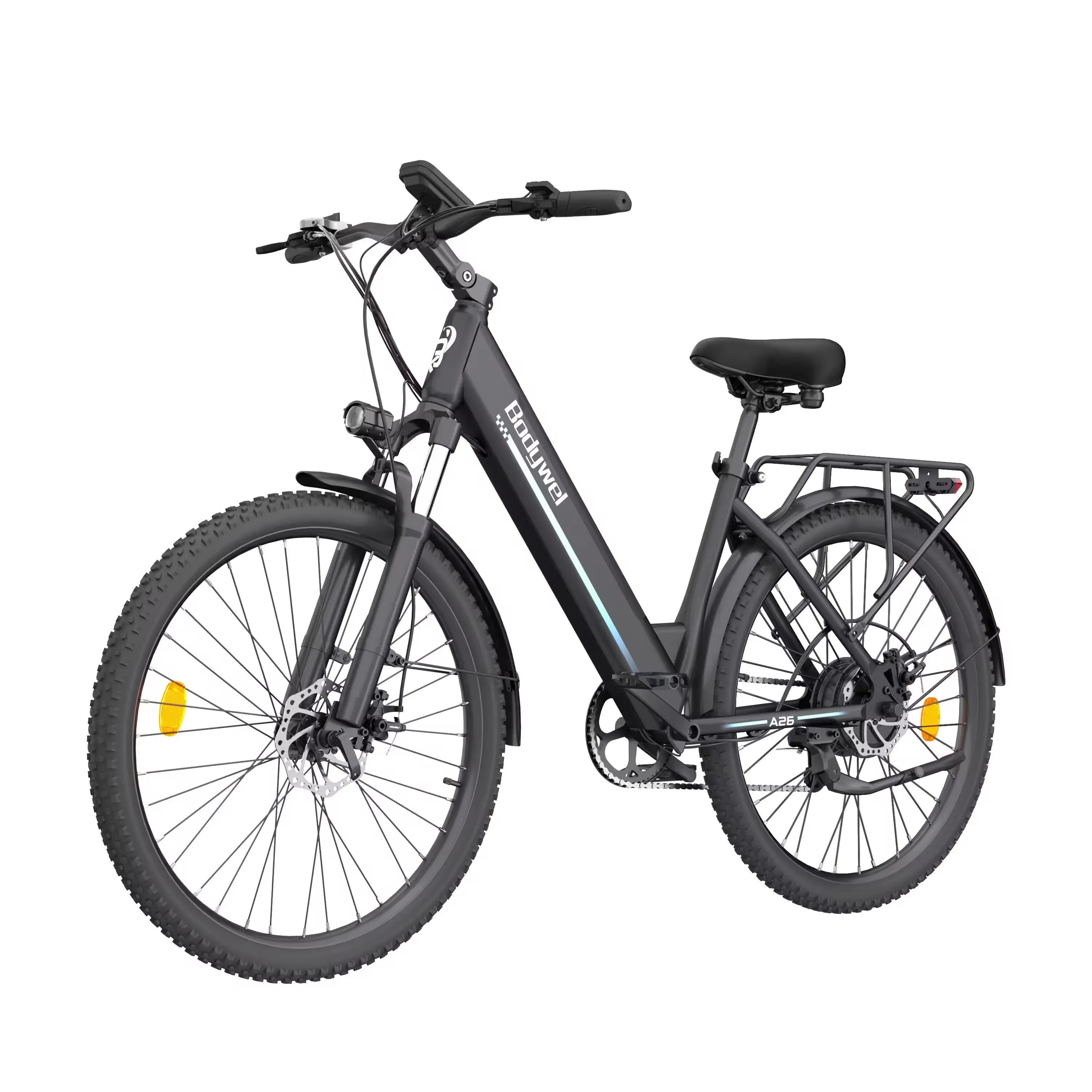 Bicicleta Elétrica Cidade A26 250W Bateria 36V 13.5Ah Proteção do BMS, Pneu 26 3/7