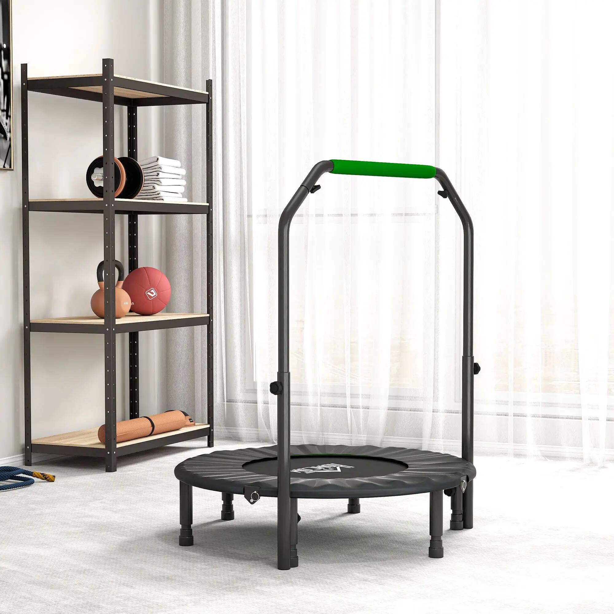Trampolín de Fitness HOMCOM 102x102x123 cm Negro y Verde 2/5